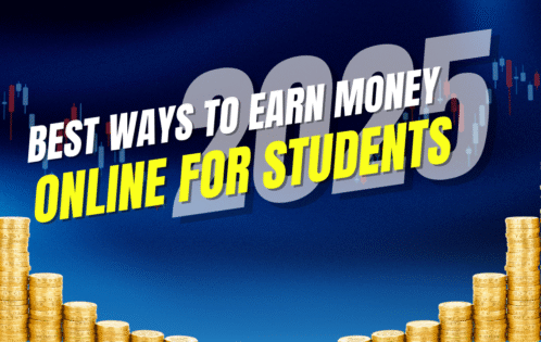 Students earning money online in 2025 using laptop and smartphone without investment